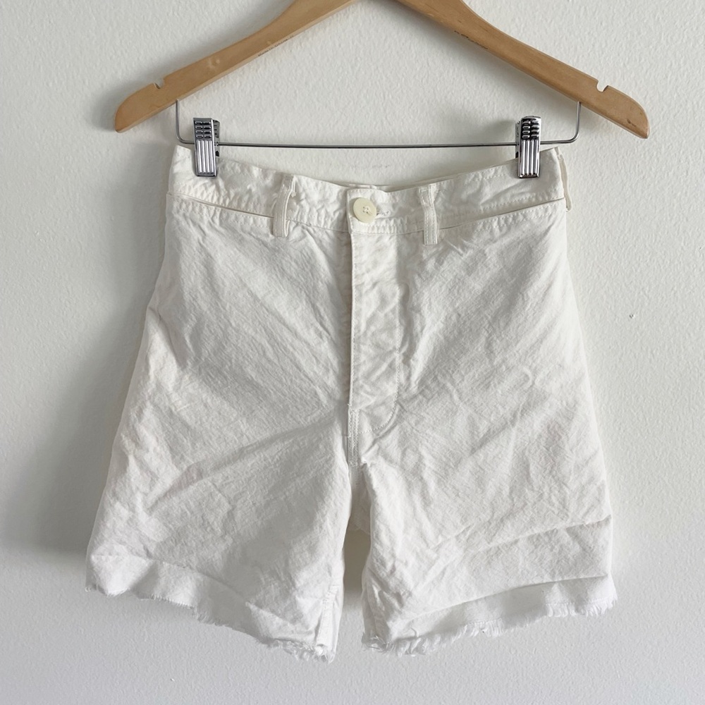 Jesse KAMM Cutoffs sailor Shorts white canvas cotton high waisted 6